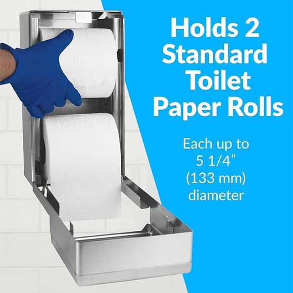 Bobrick Surface-Mounted Multi-Roll Toilet Paper Tissue Dispenser, Satin-Finish - Picture 2 of 7